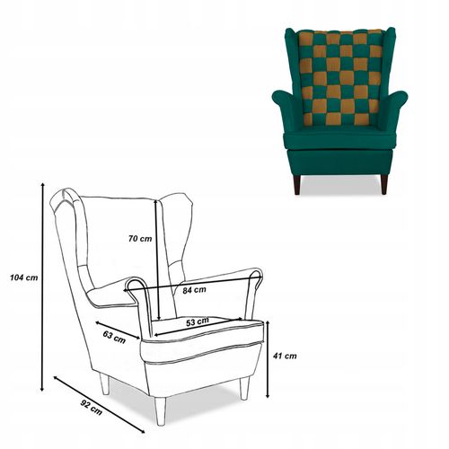 Zestaw uszak CAROL DUO sofa fotele zielono - brązowy na Arena.pl