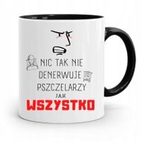 Kubek Czarny Dla Pszczelarza Wszystko Denerwuje Z Nadrukiem Ze Zdjęciem
