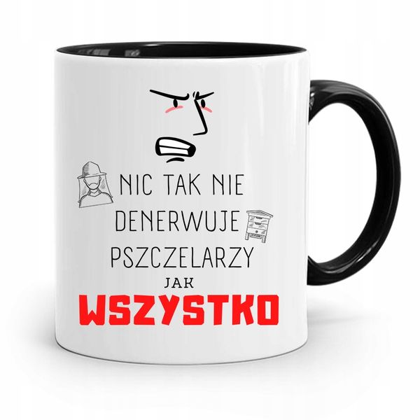 Kubek Czarny Dla Pszczelarza Wszystko Denerwuje Z Nadrukiem Ze Zdjęciem zdjęcie 1