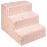 Schodki dla psa 3-stopnie tapicerowane jasnoróżowe podest dla psa do kanapy