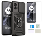 Etui pancerne do MOTOROLA EDGE 30 NEO Slide Ring czarny + folia ochronna