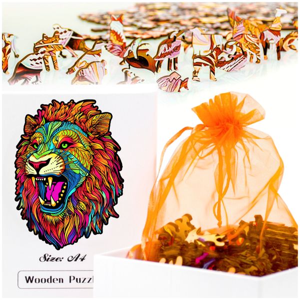 Puzzle drewniane dla dorosłych i dzieci lew A4 150 elementów zdjęcie 1