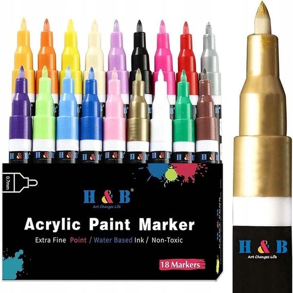 MARKERY AKRYLOWE PISAKI FLAMASTRY DO MALOWANIA KAMIENI UBRAŃ SZKŁA BUTÓW 18 zdjęcie 8