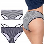 Majtki Figi Damskie Bawełniane w Kropki i Paski Wygodne 3-szt MORAJ - XXL