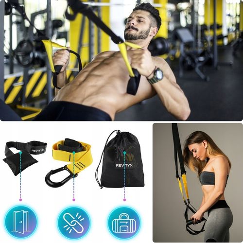 TAŚMY DO ĆWICZEŃ TRX CROSSFIT PASY TRENINGOWE Z AKCESORIAMI WYSOKA JAKOŚĆ na Arena.pl