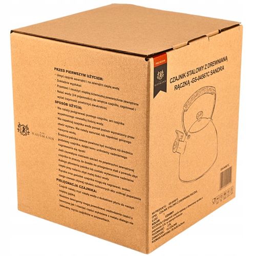 CZAJNIK STALOWY na GAZ 2,5L CZARNY z GWIZDKIEM +DREWNIANA RĄCZKA na Arena.pl