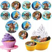 OPŁATEK na BABECZKI MUFFINKI zestaw na urodziny 12szt. - VAIANA BAJKA