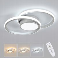 LAMPA SUFITOWA LED ŚCIEMNIALNA OKRAGLY SREBRO NOWOCZESNA PILOTY SALONU 40W