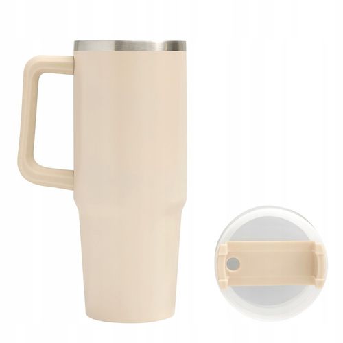 KUBEK TERMICZNY z Uchwytem i Słomką SZCZELNY 900 ml do AUTA STAL Nierdzewna na Arena.pl