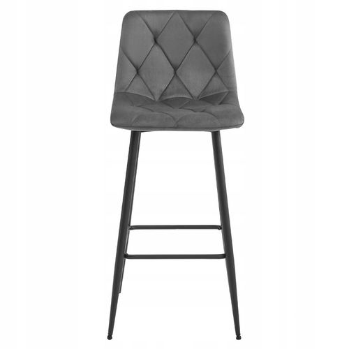Hoker Barowy Tapicerowany z Oparciem Welurowy Szary do Salonu Wyspy na Arena.pl