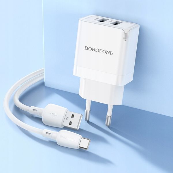 Ładowarka sieciowa (2xUSB - 2,1A, z kablem USB na Typ C) BOROFONE zdjęcie 6