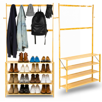 Wieszak na ubrania do przedpokoju stojący regał na buty drewniany stojak