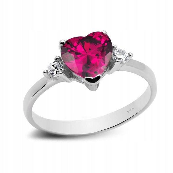 Srebrny Pierścionek z Rubinowym Sercem zdjęcie 2