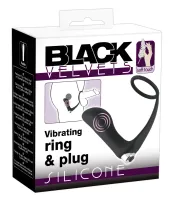 black velvets pierścień z wibrującą wtyczką analną i mostkiem - czarny
