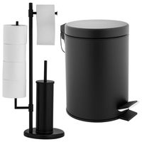 Zestaw łazienkowy stojak na papier toaletowy i szczotką + kosz na śmieci 3L