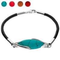 BRANSOLETKA SREBRNA Z PIASKIEM PUSTYNI, TURKUSEM, KORALOWCEM, CZARNY RZEMIEŃ SREBRO PRÓBY 925