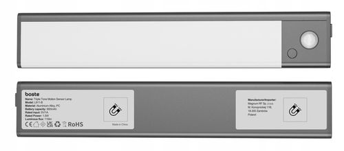 BOSTE LAMPKA LED NOCNA Z CZUJNIKIEM RUCHU I ZMIERZCHU MAGNETYCZNA AUTO na Arena.pl