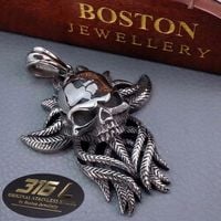 SREBRNA TRUPIA CZASZKA NA ŁAŃCUSZEK STAL CHIRURGICZNA 316L BOSTON JEWELLERY