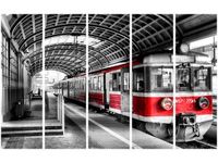 70CM 150CM OBRAZ 5 ELEM POCIĄG PERONIE ŚCIENNY