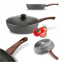 PATELNIA GŁĘBOKA Granitowa z POKRYWKĄ Indukcja GAZ Konighoffer Venga 28 x 7