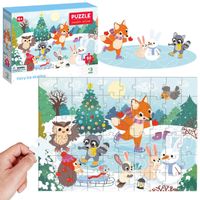 puzzle ”zabawa na łyżwach” układanka 60 elementów zwierzęta zima  300410