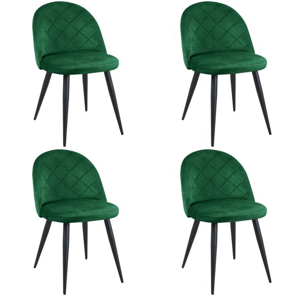 4x Welurowe krzesło tapicerowane pikowane SJ.077 Butelkowa Zieleń zdjęcie 1