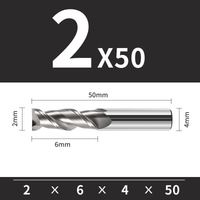 Frez trzpieniowy VHM 2-ostrzowy do aluminium Rozmiar: Ø2x6x4Dx50L