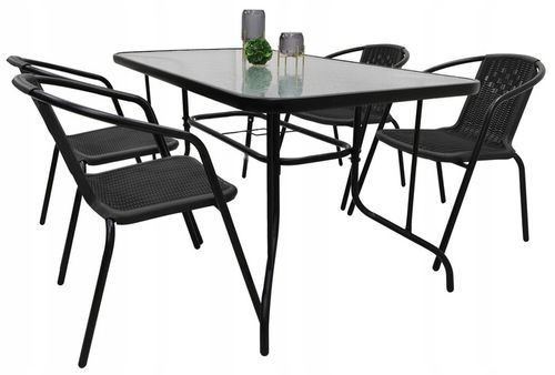 ZESTAW MEBLI OGRODOWYCH NA BALKON STÓŁ 120x70 +4x KRZESŁA LORETTO BRĄZ MIX na Arena.pl