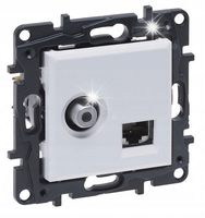 LEGRAND Niloe BIAŁE Gniazdo antenowe TV + RJ45 UTP KAT.6 863177