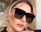 Okulary OVERSIZE damskie kwadratowe duże czarne D9