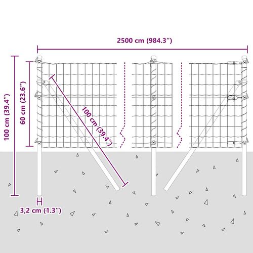Ogrodzenie z słupkami Srebrny 0.6 x 25 m Stal na Arena.pl