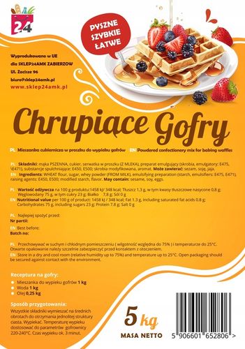 Mieszanka na gofry ciasto biszkoptowe 5 kg CIASTO NA GOFRY w proszku na Arena.pl