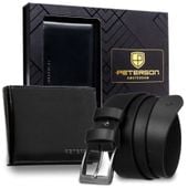 zestaw prezentowy: skórzany portfel męski w czarnym kolorze