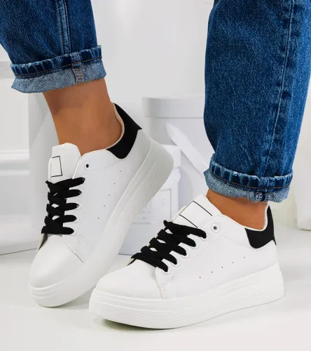 Biało czarne sneakersy na platformie Justar 36 na Arena.pl