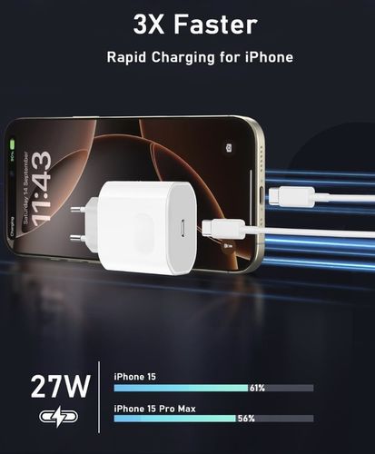 SZYBKA ŁADOWARKA DO IPHONE KOSTKA 25W + KABEL 1M / USB-C - IPHONE na Arena.pl