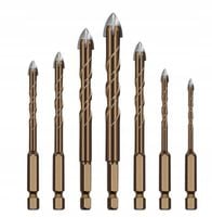 DUŻY ZESTAW WIERTEŁ WIERTŁA DO SZKŁA PŁYTEK CERAMIKI GRESU 7SZT