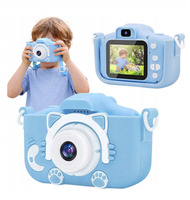 Aparat cyfrowy dla dzieci fotograficzny edukacyjny kotek niebieski