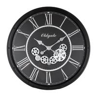 Zegar ścienny czarny/srebrny 72X8 cm nowoczesny okrągły dekoracyjny