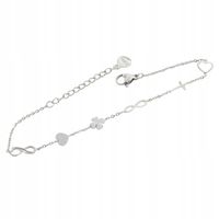 Bransoletka Znak nieskończoności serce krzyżyk koniczyna kolor srebrny