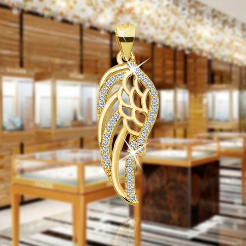 SREBRNY NASZYJNIK SKRZYDŁO ŁAŃCUSZEK Z ZAWIESZKĄ DAMSKI SREBRO POZŁACANE na Arena.pl