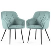 2x Krzesło welurowe tapicerowane do salonu DIAMANTE Turkusowe Czarne nogi