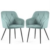 2x Krzesło welurowe tapicerowane do salonu DIAMANTE Turkusowe Czarne nogi