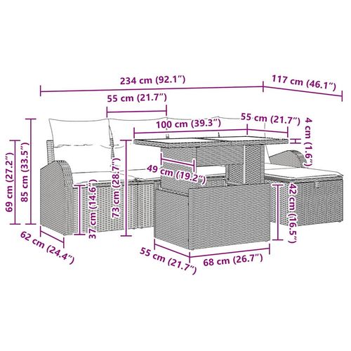 Zestaw Sof na Ogród z poduszką 6 pcs Beżowy Polirattan na Arena.pl