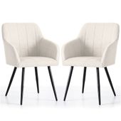2x Krzesło tapicerowane tkanina Lumos do salonu LUXANO Kremowe Czarne nogi