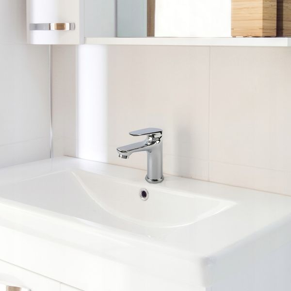 Bateria umywalkowa stojąca chrom srebrna łazienkowa kran do umywalki YOKA zdjęcie 8