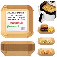 WKŁAD PAPIEROWY DO FRYTKOWNICY BEZTŁUSZCZOWEJ DO PIECZENIA AIR FRYER 100szt