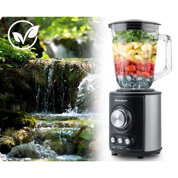 Blender kielichowy szklany do smoothie koktajli kruszy lód 1,5L 800W BD-751 Berdsen czarny zdjęcie 5