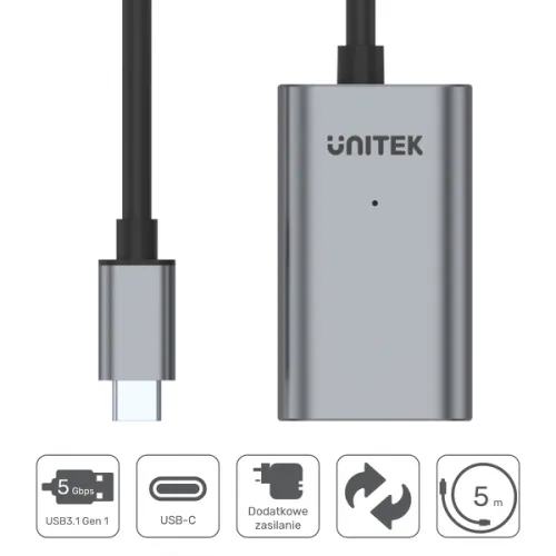 Unitek U304A wzmacniacz sygnału USB-C na USB(A) 5M na Arena.pl