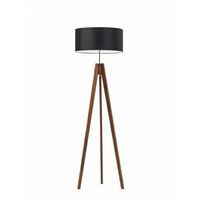 Lampa podłogowa HAITI abażur czarny stelaż mahoniowy