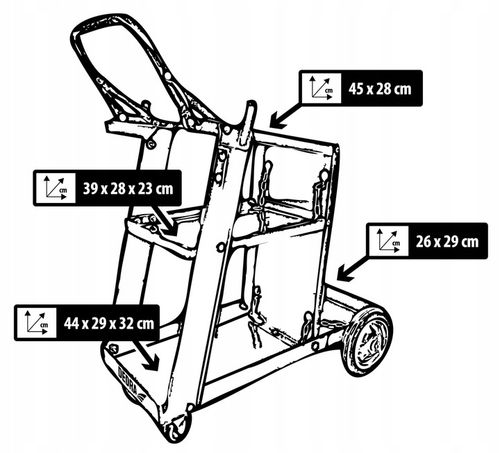 Wózek spawalniczy DEDRA do spawarki Półka na butle Stabilny Mobilny 4 półki na Arena.pl